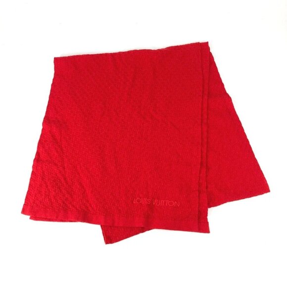 LOUIS VUITTON M75131 Echarpes micro Damier Scarf cotton / Cashmere Red - Picture 1 of 12